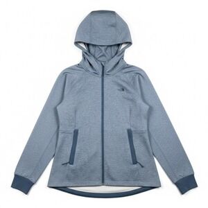 North Face Jacket Womens Medium Blue Hooded Full Zip Stretch Outdoor Athletic